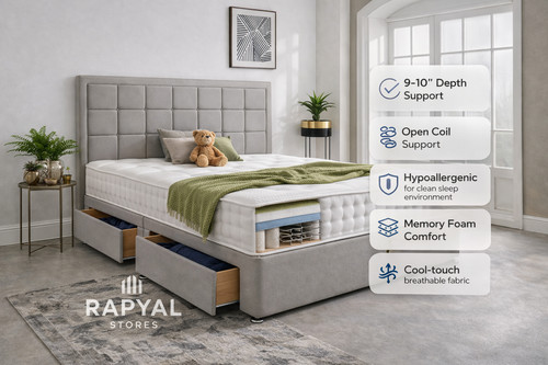 Plush divan bed set - bed, with