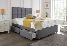 LUXURY GREY FABRIC DIVAN BED